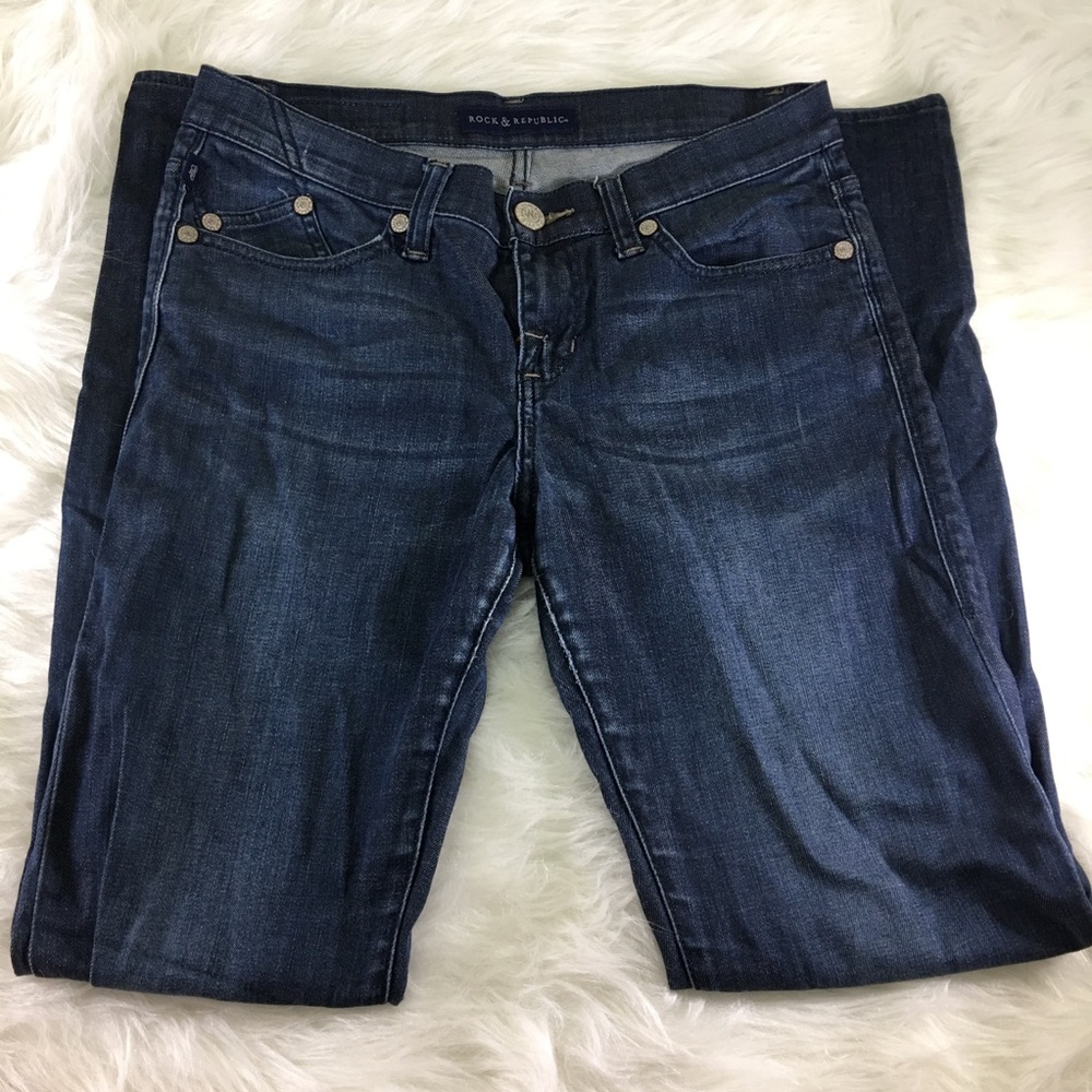 Rock & Republic dark wash bootcut jeans, size 8